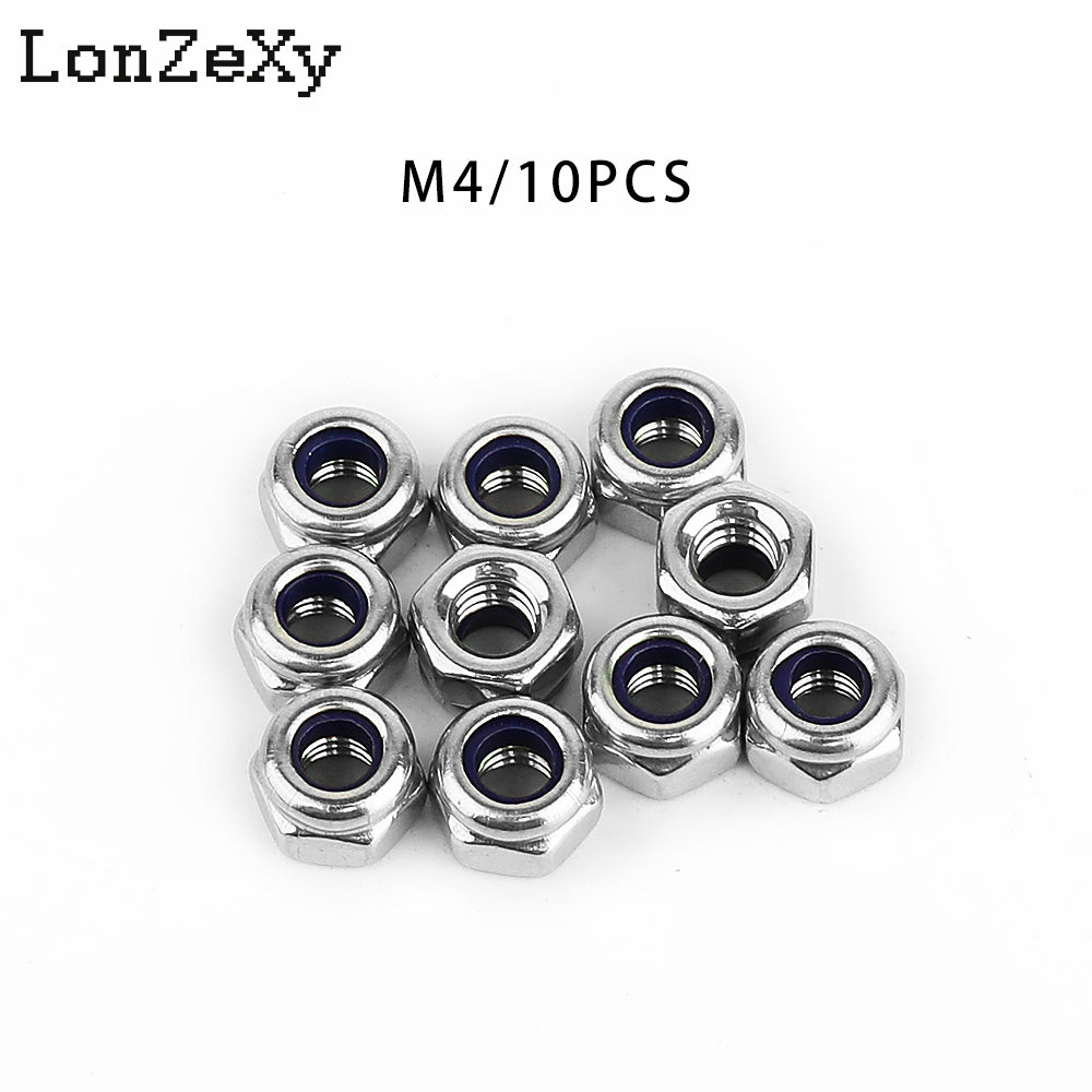Lonzexy M3 Stainless Steel Insert Locknuts Non-Slip Hex Lock Nuts Silver Tone