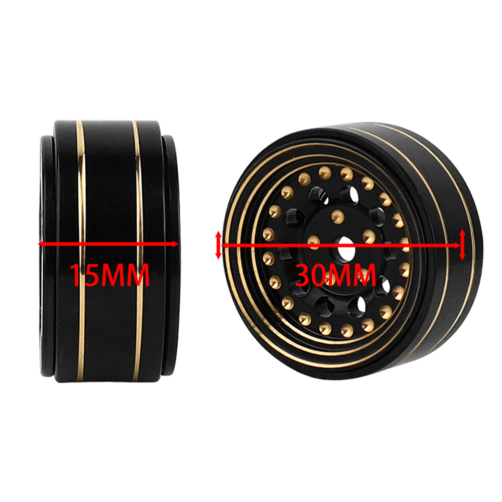 LonZeXy 1/18 1/24 RC Crawler Brass Beadlock Wheel Rims 4Pcs Black Gold Heavy Weight Wheel Hub RC Offroad Upgrade Parts