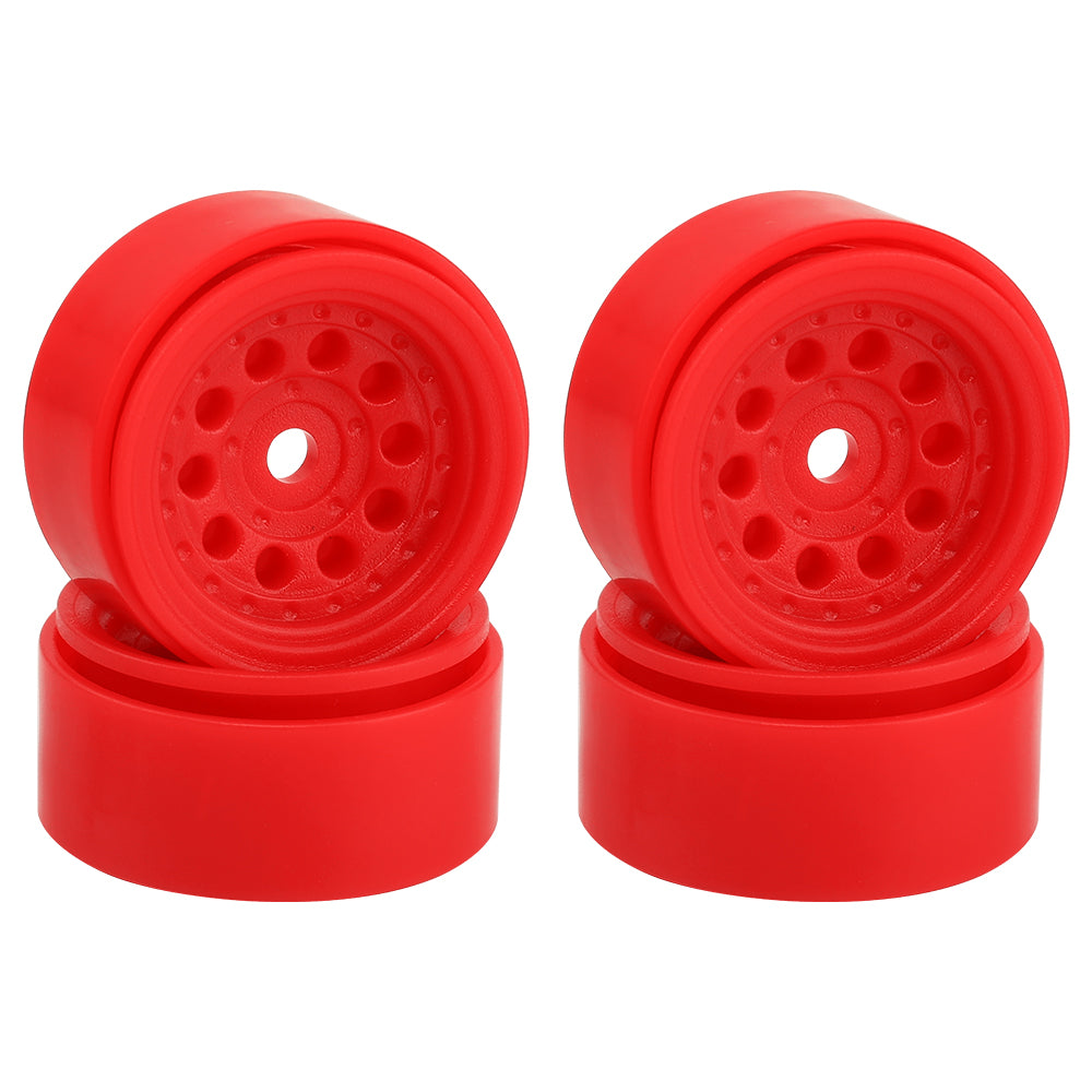 LonZeXy 1.0 inch Plastic Wheel Hub Rims or with Rubber Tires 4PCS For 1/24 SCX24 1/28 RC Off-Road Buggy Mini Model Truck 29.6mm Diameter Colorful RC Car Replacement Parts Style A
