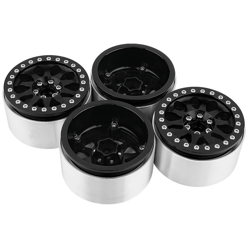 LonZeXy 2.2 Inch CNC Aluminum Beadlock Wheel Rims 110.5g 64.5×35mm For 1/10 RC Crawler Axial SCX10 II TRX4 RC Off‑Road Car Upgrade Replacement Hubs