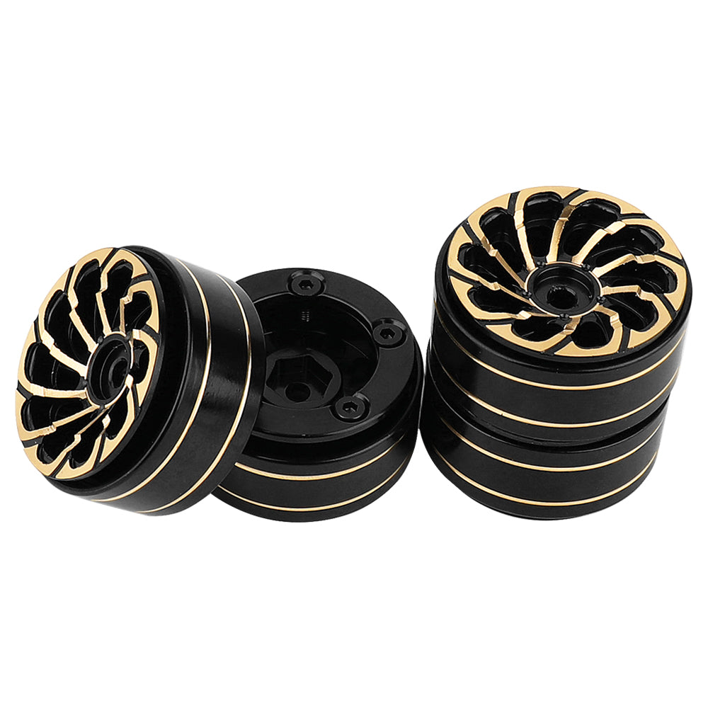 LonZeXy 1/18 1/24 RC Crawler Brass Beadlock Wheel Rims 4Pcs Black Gold Heavy Weight Wheel Hub RC Offroad Upgrade Parts
