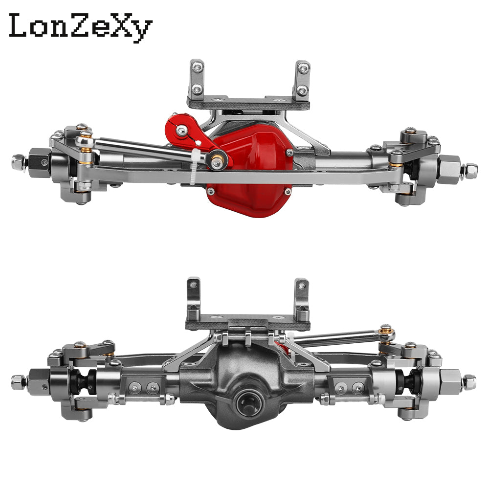 Lonzxey Aluminum Complete Axle Set with Enhanced Axle Shaft for Axial SCX10 RC4WD D90 1/10 RC C (Titanium Front+Rear)