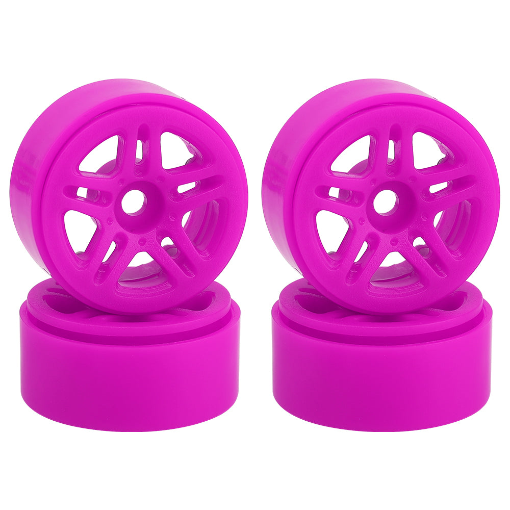 LonZeXy 1.0 inch Plastic Wheel Hub Rims or with Rubber Tires 4PCS For 1/24 SCX24 1/28 RC Off-Road Buggy Mini Model Truck 29.6mm Diameter Colorful RC Car Replacement Parts Style M