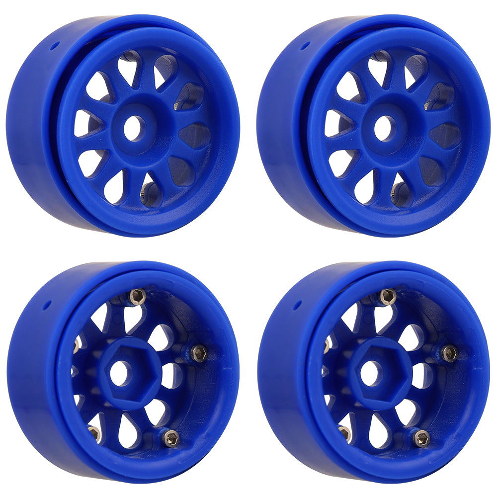LonZeXy 1.0 inch Plastic Wheel Hub Rims or with Rubber Tires 4PCS For 1/24 SCX24 1/28 RC Off-Road Buggy Mini Model Truck 29.6mm Diameter Colorful RC Car Replacement Parts Style C