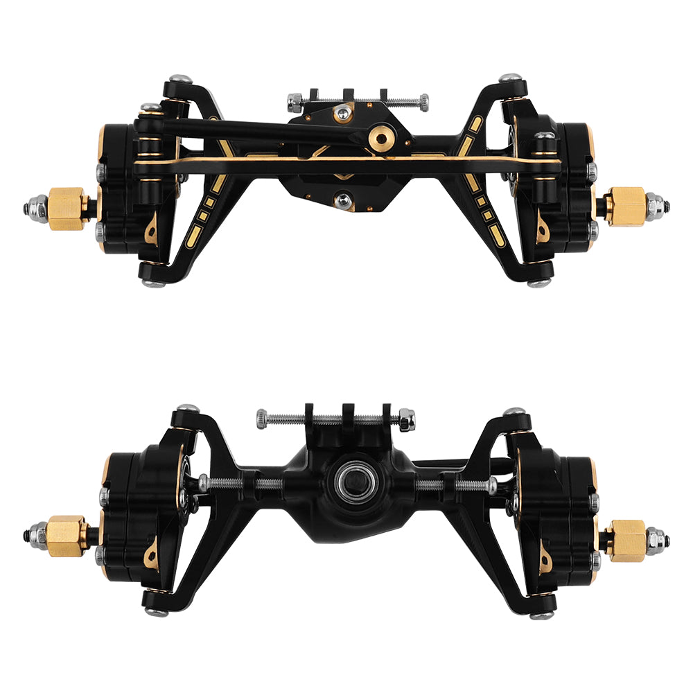 1/18 RC Brass Complete Portal Axle Assembly For Redcat Ascent 18 Crawler,Front 163.1g Rear 130g Upgrade Replacement Parts Black‑Gold