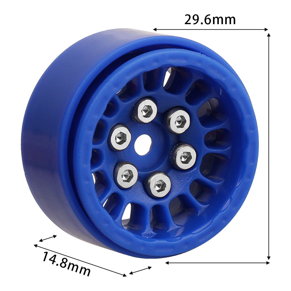 LonZeXy 1.0 inch Plastic Wheel Hub Rims or with Rubber Tires 4PCS For 1/24 SCX24 1/28 RC Off-Road Buggy Mini Model Truck 29.6mm Diameter Colorful RC Car Replacement Parts Style B