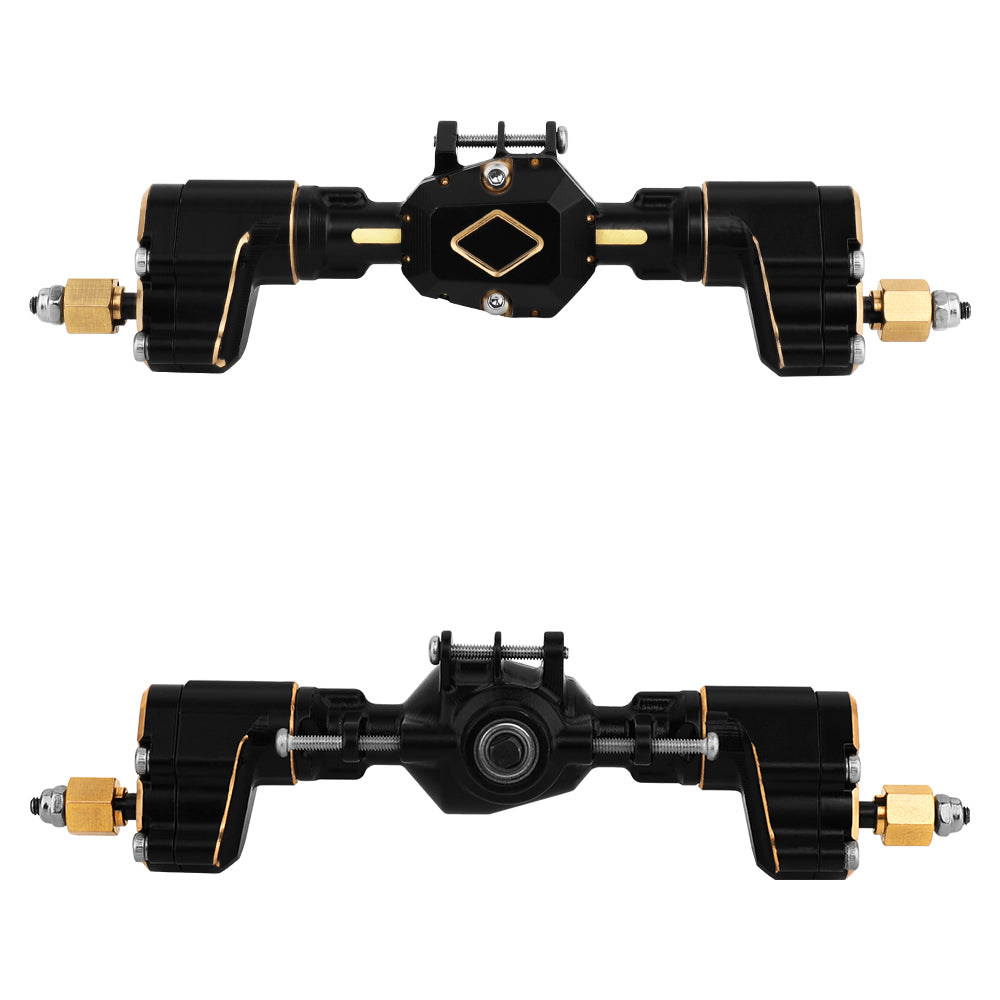 1/18 RC Brass Complete Portal Axle Assembly For Redcat Ascent 18 Crawler,Front 163.1g Rear 130g Upgrade Replacement Parts Black‑Gold