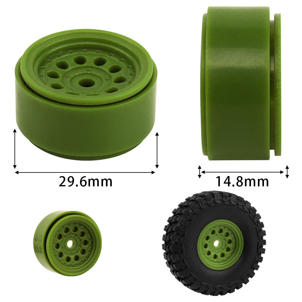 LonZeXy 1.0 inch Plastic Wheel Hub Rims or with Rubber Tires 4PCS For 1/24 SCX24 1/28 RC Off-Road Buggy Mini Model Truck 29.6mm Diameter Colorful RC Car Replacement Parts Style A