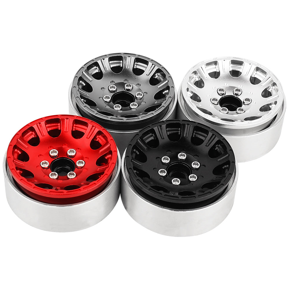 LonZeXy 1.9 Inch CNC Aluminum Beadlock Wheel Rim & Rubber Tire Assembly For 1/10 RC Crawler SCX10 Off-Road Climbing Car RC Upgrade Wheels