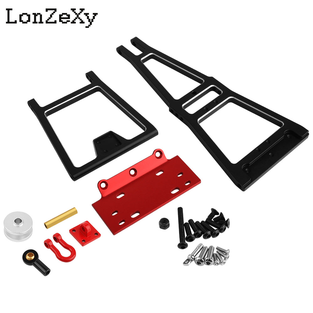 Lonzexy Alluminum 1/10 RC Truck and Tow Build Kit RC Winch Double Stent Rescue Set