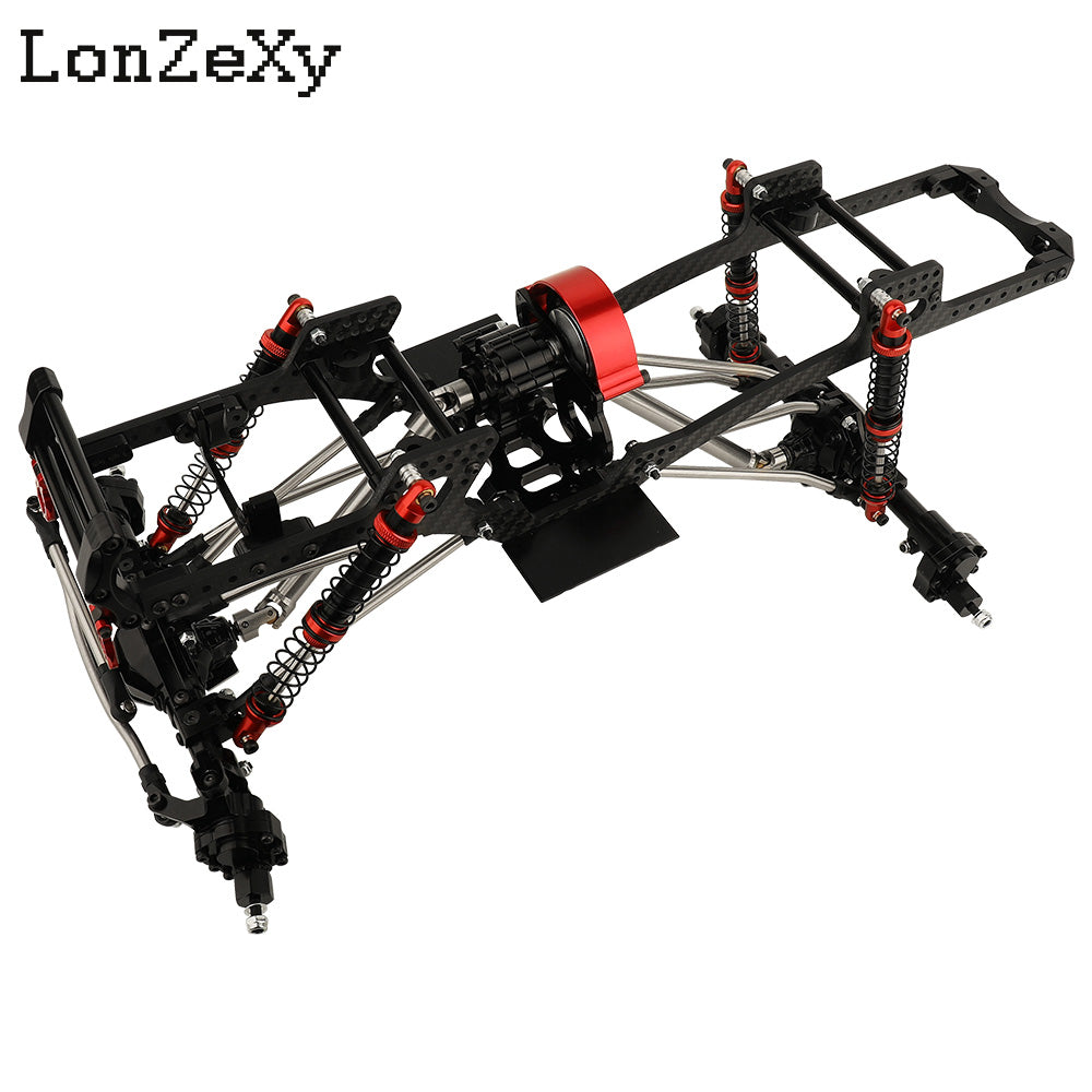 LONZEXY Carbon Fiber Frame Rail Kit Transmission Skid Plate for SCX10 Capra