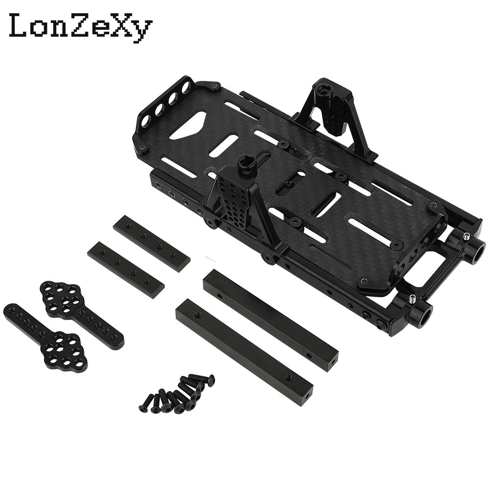 LONZEXY Metal 6x6 Frame Kit Rails + Shock Towers Battery Mount Bumper SCX10