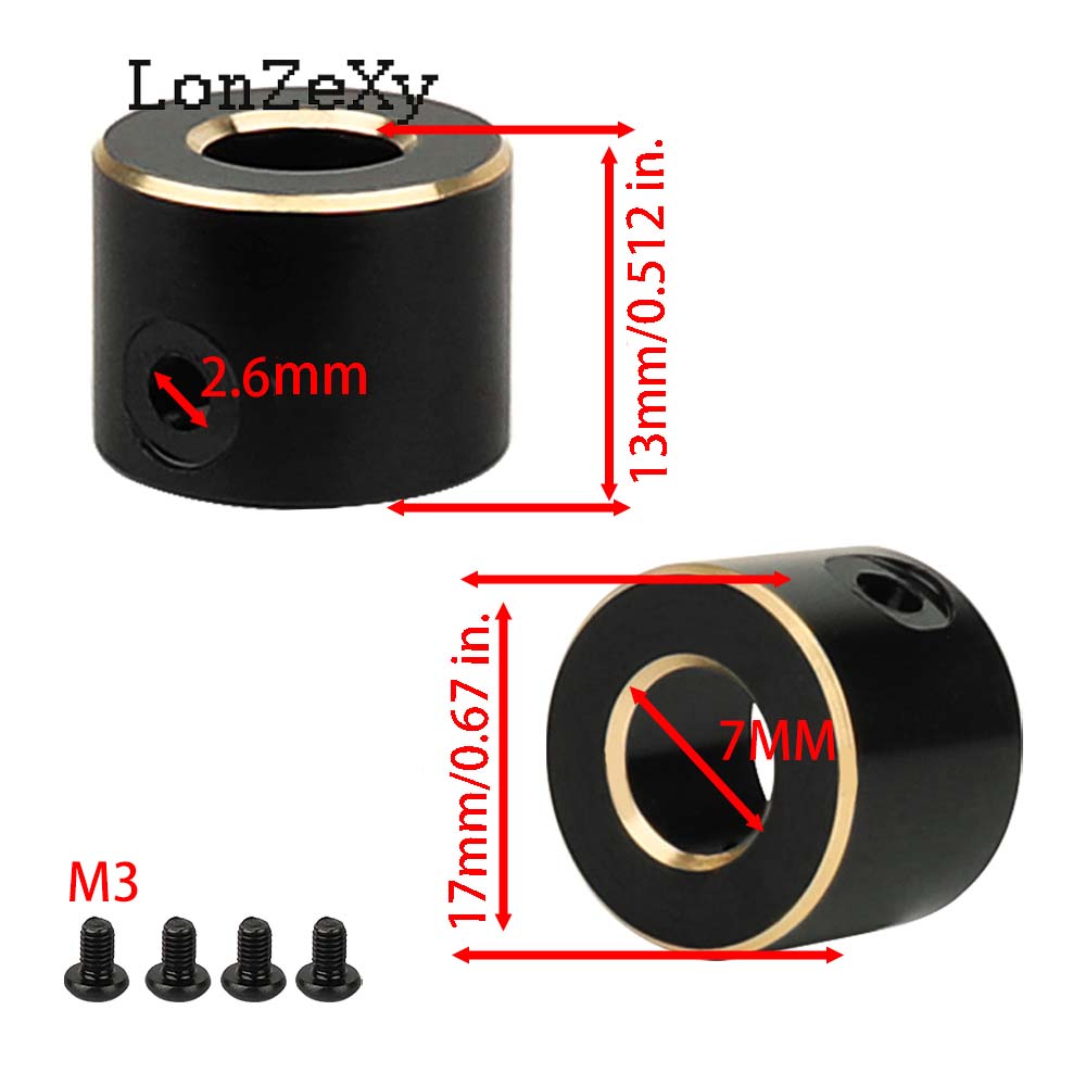 LONZEXY Brass Rear Axle Tube Cap 1 Pair for SCX10 PRO