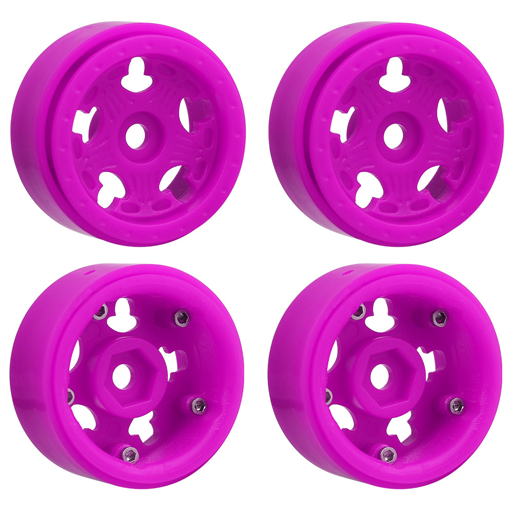 LonZeXy 1.0 inch Plastic Wheel Hub Rims or with Rubber Tires 4PCS For 1/24 SCX24 1/28 RC Off-Road Buggy Mini Model Truck 29.6mm Diameter Colorful RC Car Replacement Parts Style E
