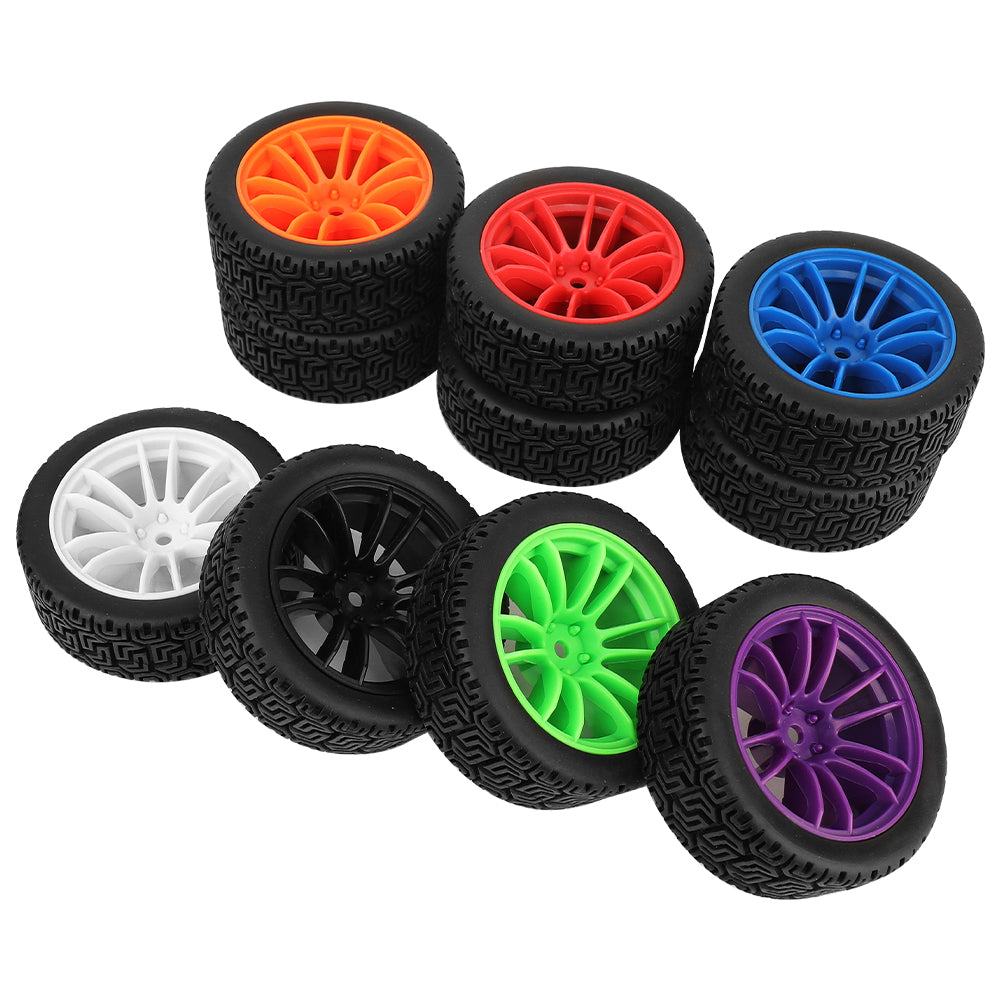 1/10 RC On-Road Buggy Wheels 34.6g All-Terrain Pattern Rubber Tires Multi Color Plastic Rims 12mm Hex RC Upgrade Parts