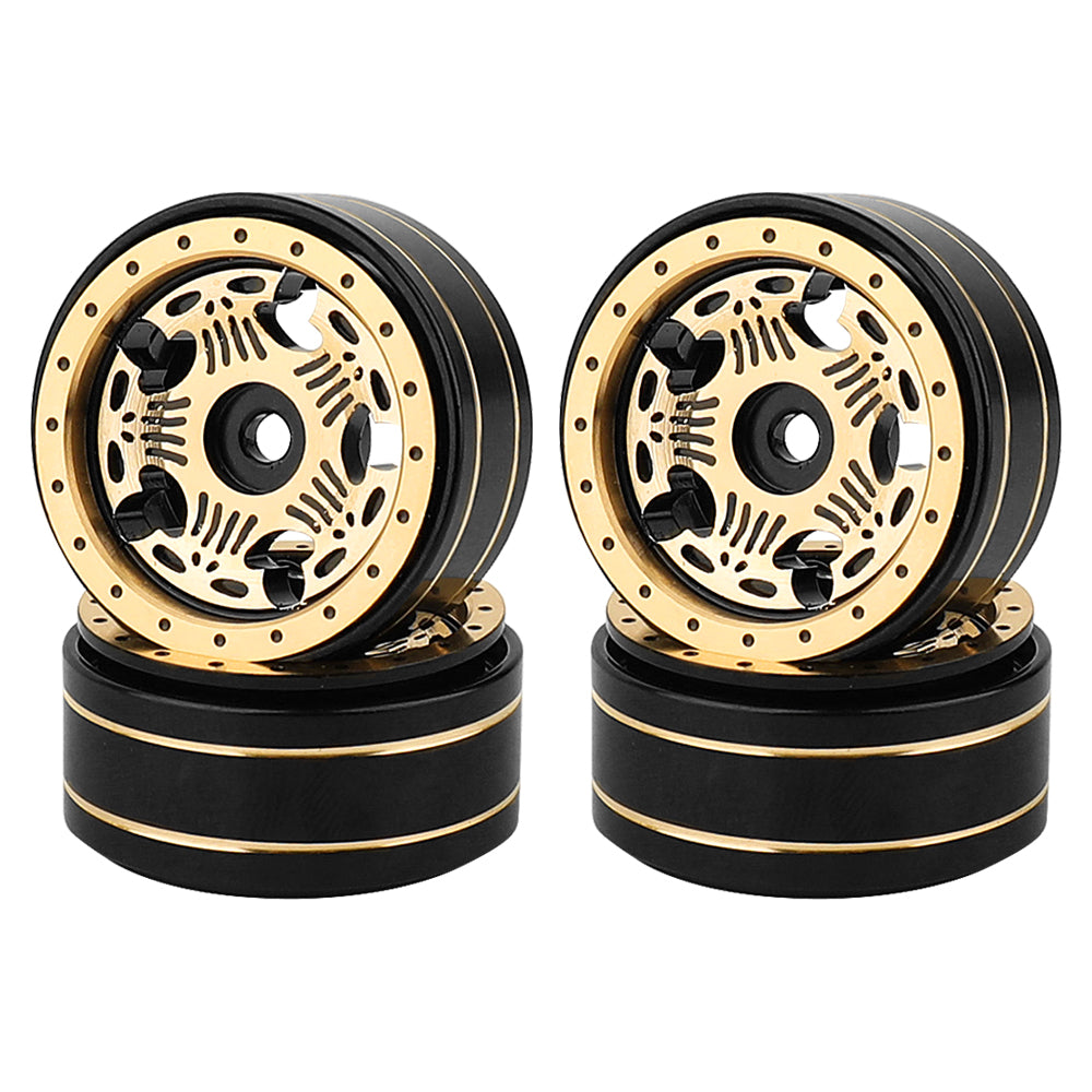 LonZeXy 1/18 1/24 RC Crawler Brass Beadlock Wheel Rims 4Pcs Black Gold Heavy Weight Wheel Hub RC Offroad Upgrade Parts