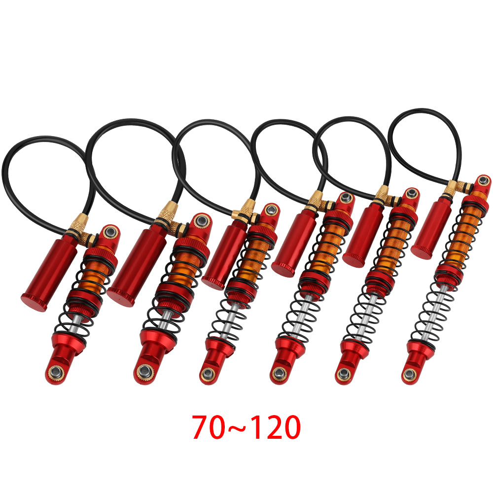 LonZeXy 4PCS Remote Reservoir Dual Spring Negative Pressure Shock Absorber 70/80/90/100/110/120mm Oil Damper For Axial SCX10 TRX4 TRX6 Wraith 1/10 RC Crawler Upgrade Parts