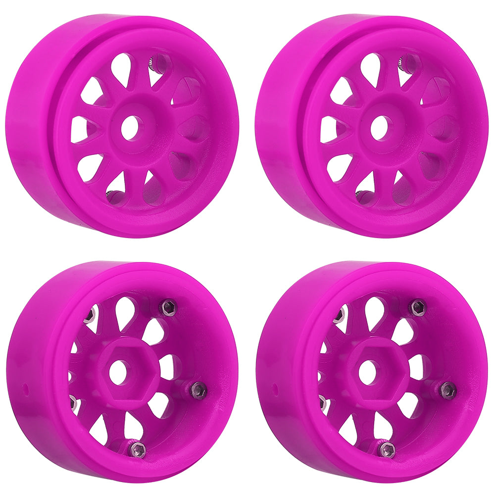 LonZeXy 1.0 inch Plastic Wheel Hub Rims or with Rubber Tires 4PCS For 1/24 SCX24 1/28 RC Off-Road Buggy Mini Model Truck 29.6mm Diameter Colorful RC Car Replacement Parts Style C