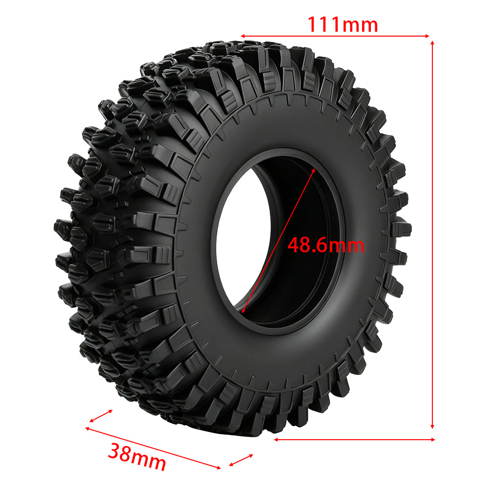 LonZeXy 1.9 Inch Rubber Tires For 1/10 RC Crawler, Outer Diameter 111mm Off Road Climbing Car Tyres Replacement Parts For SCX10 TRX4