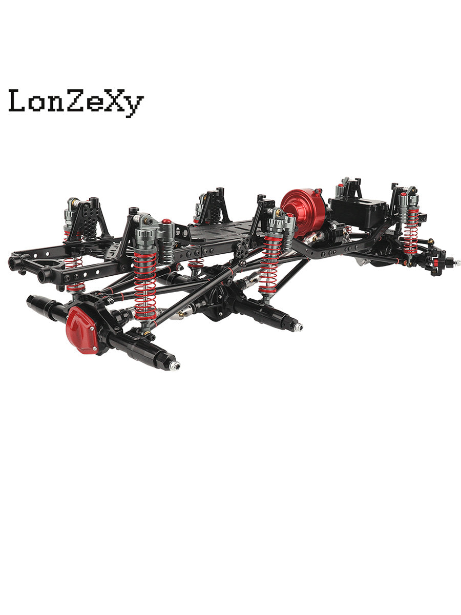 LONZEXY Wheelbase 450mm  6x6 Frame Set +Transmission Front Middle Rear Axle for SCX10