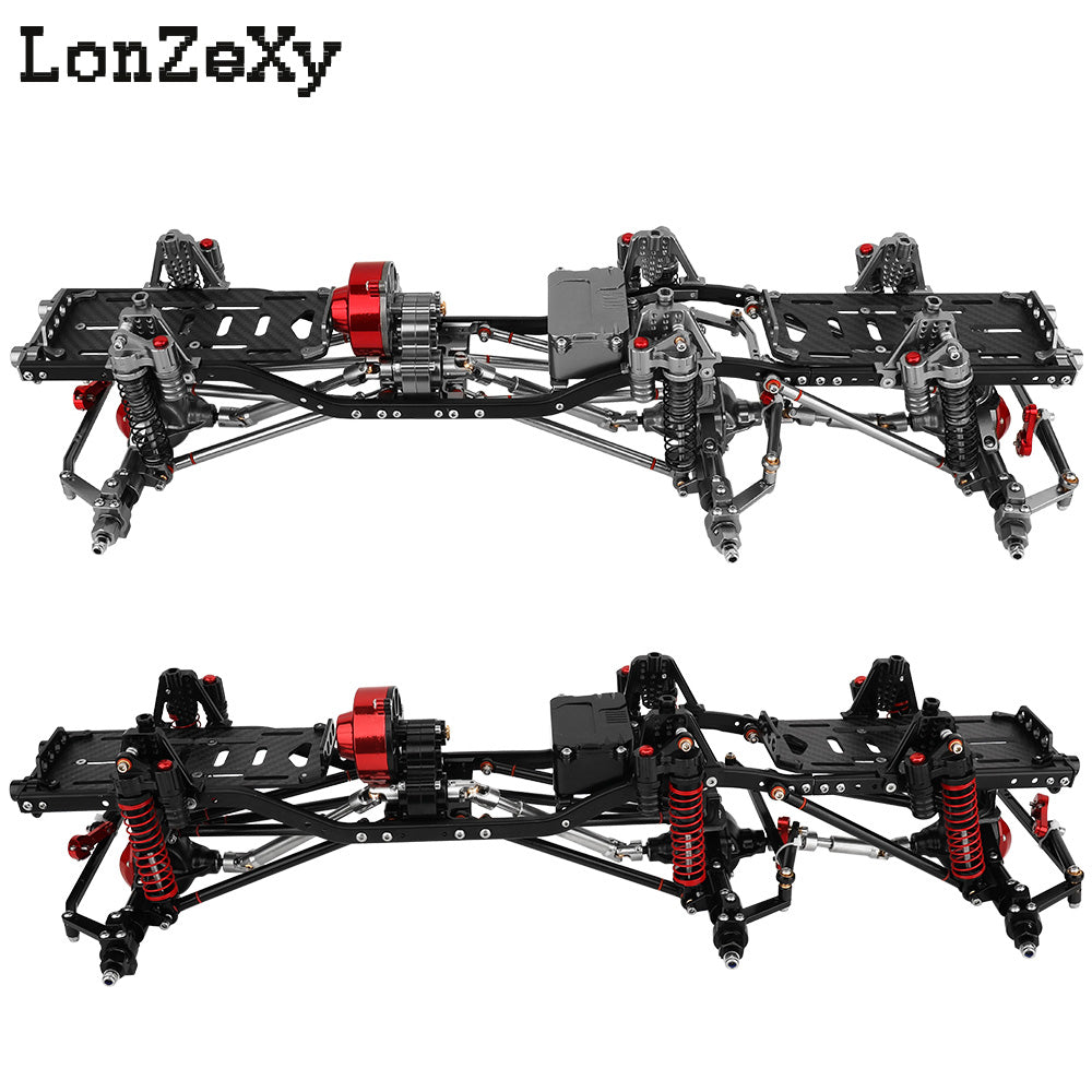 LONZEXY 6x6 Frame Set+Transmission Front Middle Rear Axle for 1/10 SCX10