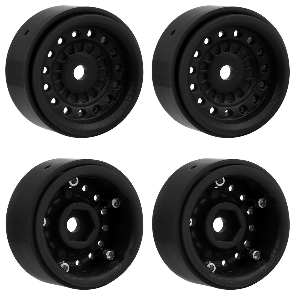 LonZeXy 1.0 inch Plastic Wheel Hub Rims or with Rubber Tires 4PCS For 1/24 SCX24 1/28 RC Off-Road Buggy Mini Model Truck 29.6mm Diameter Colorful RC Car Replacement Parts Style D