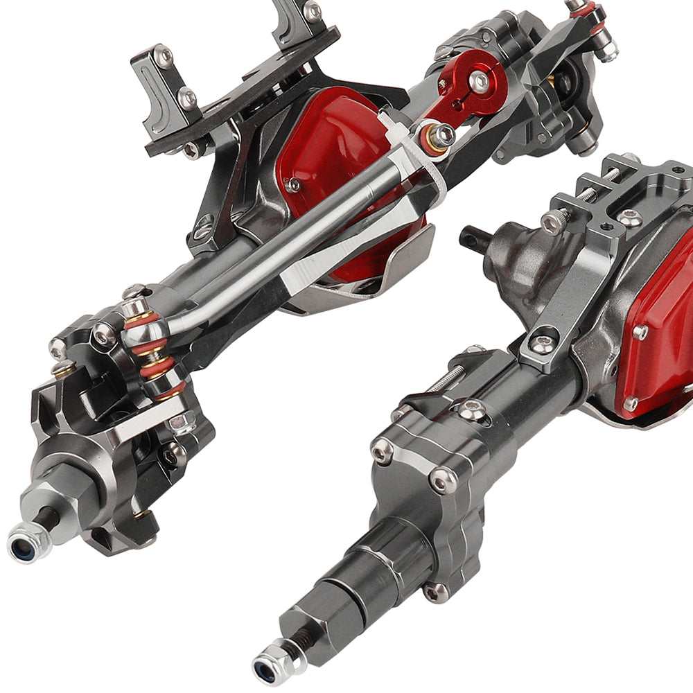LonZeXy CNC Aluminum Portal Axles Complete Front & Rear Axles Set, Lift Portal Axle Housing For 1/10 Axial SCX10 Gen1 Gen2 RC Crawler Car Metal Upgrade Parts