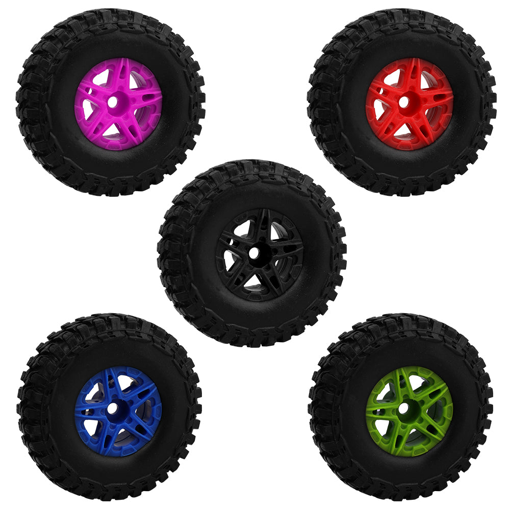 LonZeXy 1.0 inch Plastic Wheel Hub Rims or with Rubber Tires 4PCS For 1/24 SCX24 1/28 RC Off-Road Buggy Mini Model Truck 29.6mm Diameter Colorful RC Car Replacement Parts Style K