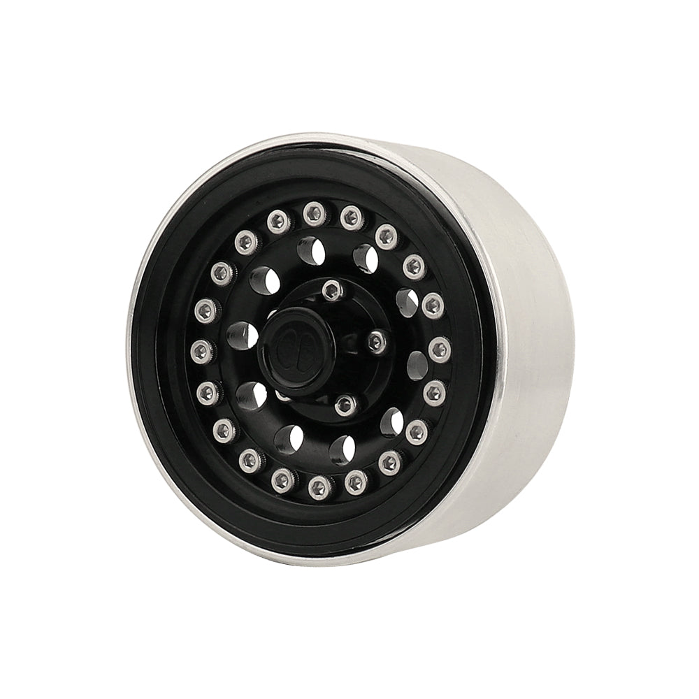 LonZeXy 1.9 Inch CNC Aluminum Beadlock Wheel Rims Rubber Tires Set For 1/10 RC Crawler Axial SCX10 Off Road Climbing Car Alloy Modification Wheels Multiple Color Options