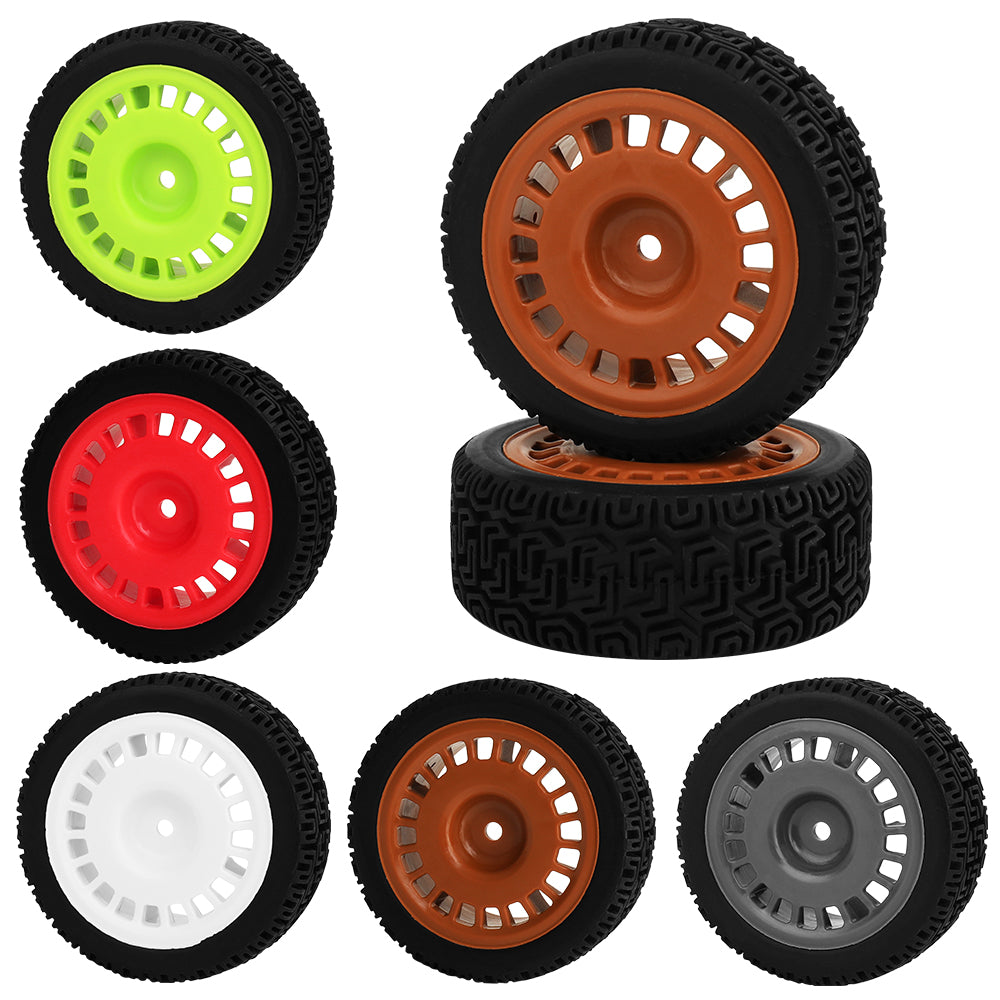 LonZeXy 4Pcs Type D 70mm RC Rally Car Tires Maze Pattern Rubber Tyre Plastic Multi-Hole Wheel Rims for 1/10 Tamiya TT01 XV02 Kyosho FW06 HSP 94123 Touring Car Upgrade Parts 6 Colors Optional