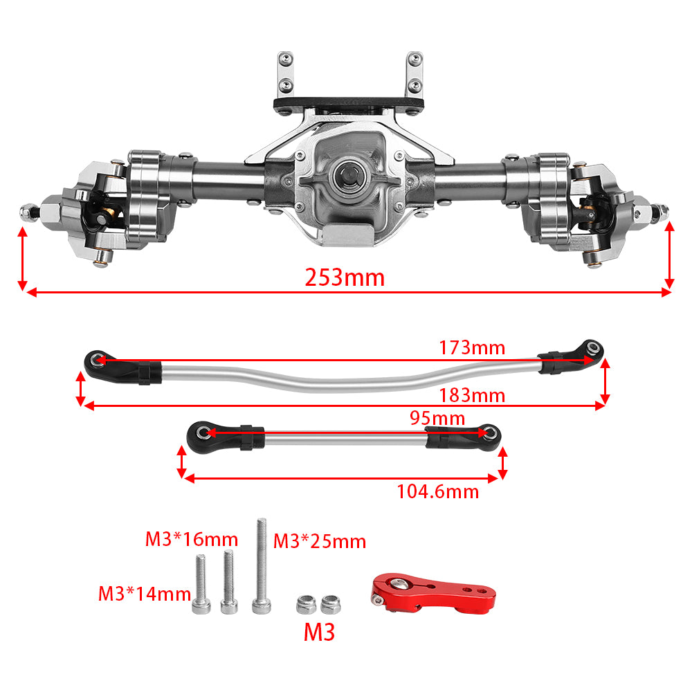 LonZeXy CNC Aluminum Portal Middle Axle With Steering Link Option, Metal Portal Axle For 1/10 SCX10 6x6 RC Crawler Chassis Upgrade Parts