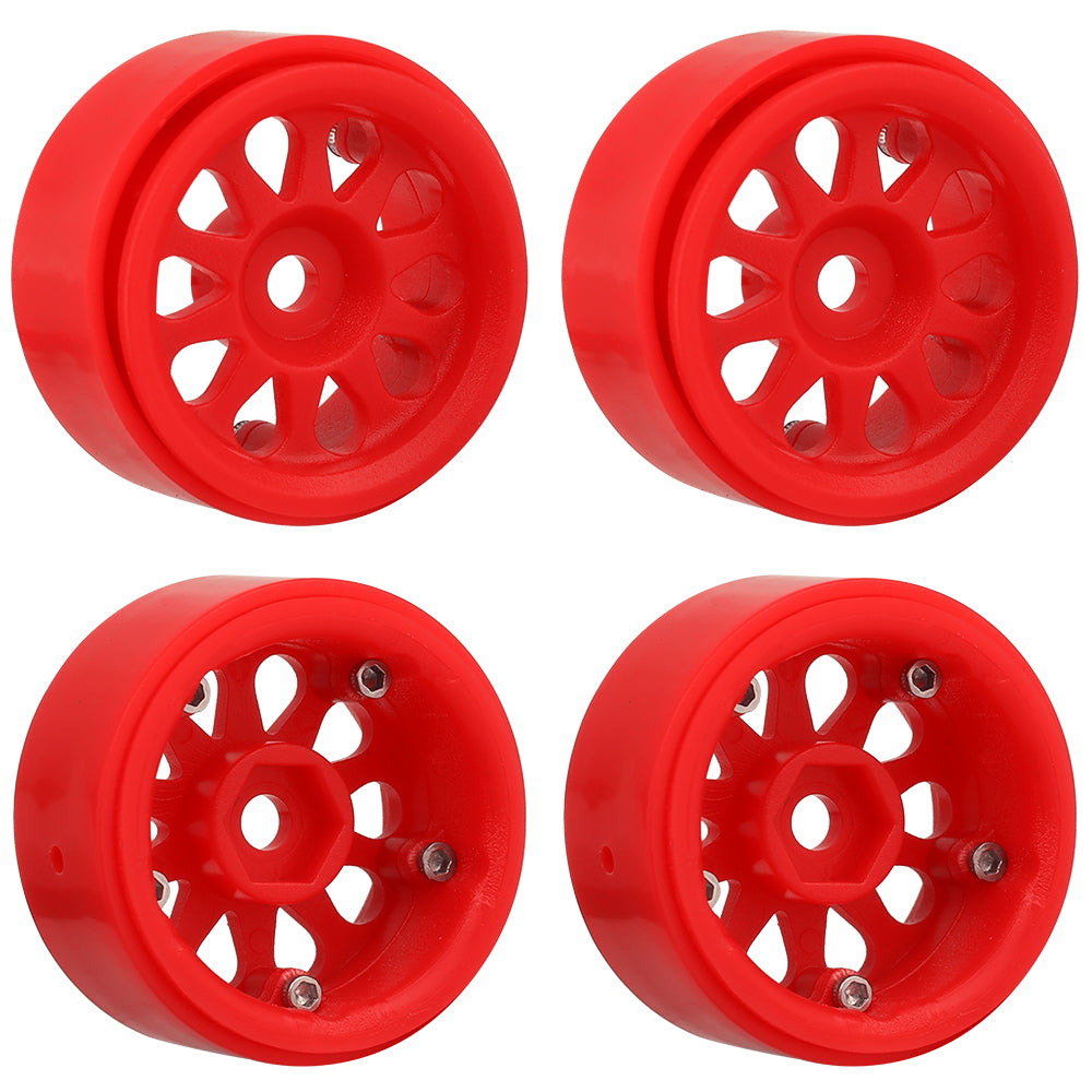 LonZeXy 1.0 inch Plastic Wheel Hub Rims or with Rubber Tires 4PCS For 1/24 SCX24 1/28 RC Off-Road Buggy Mini Model Truck 29.6mm Diameter Colorful RC Car Replacement Parts Style C