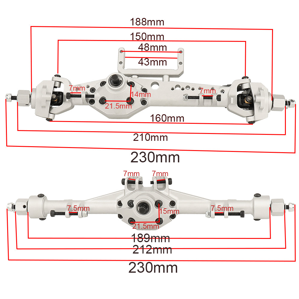 LonZeXy Metal Straight Front Rear Axle Assembly For SDM 1/10 RC Crawler Axial SCX10 III, RC Car Upgrade Replacement Parts