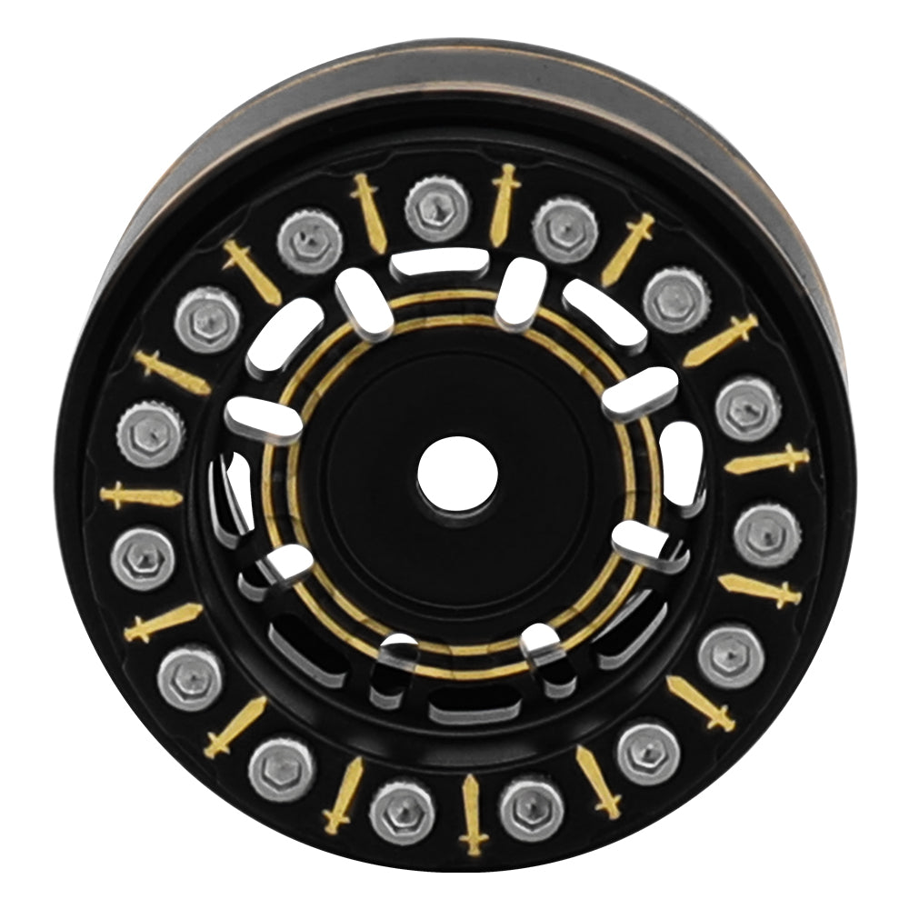 LonZeLy 1/18 1/24 RC Crawler Brass Beadlock Wheel Rims 4Pcs Black Gold With 55mm Rubber Tires RC Offroad Upgrade Parts