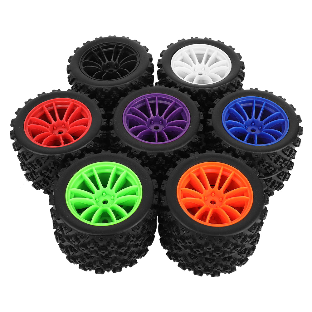 1/10 RC Off-Road Buggy Wheels 34.2g Knobby All-Terrain Rubber Tires Multi Color Plastic Rims 12mm Hex RC Upgrade Parts