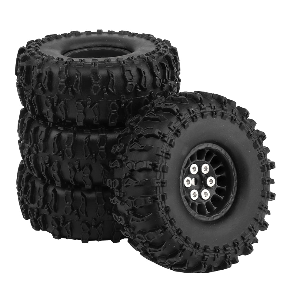 LonZeXy 1.0 inch Plastic Wheel Hub Rims or with Rubber Tires 4PCS For 1/24 SCX24 1/28 RC Off-Road Buggy Mini Model Truck 29.6mm Diameter Colorful RC Car Replacement Parts Style B