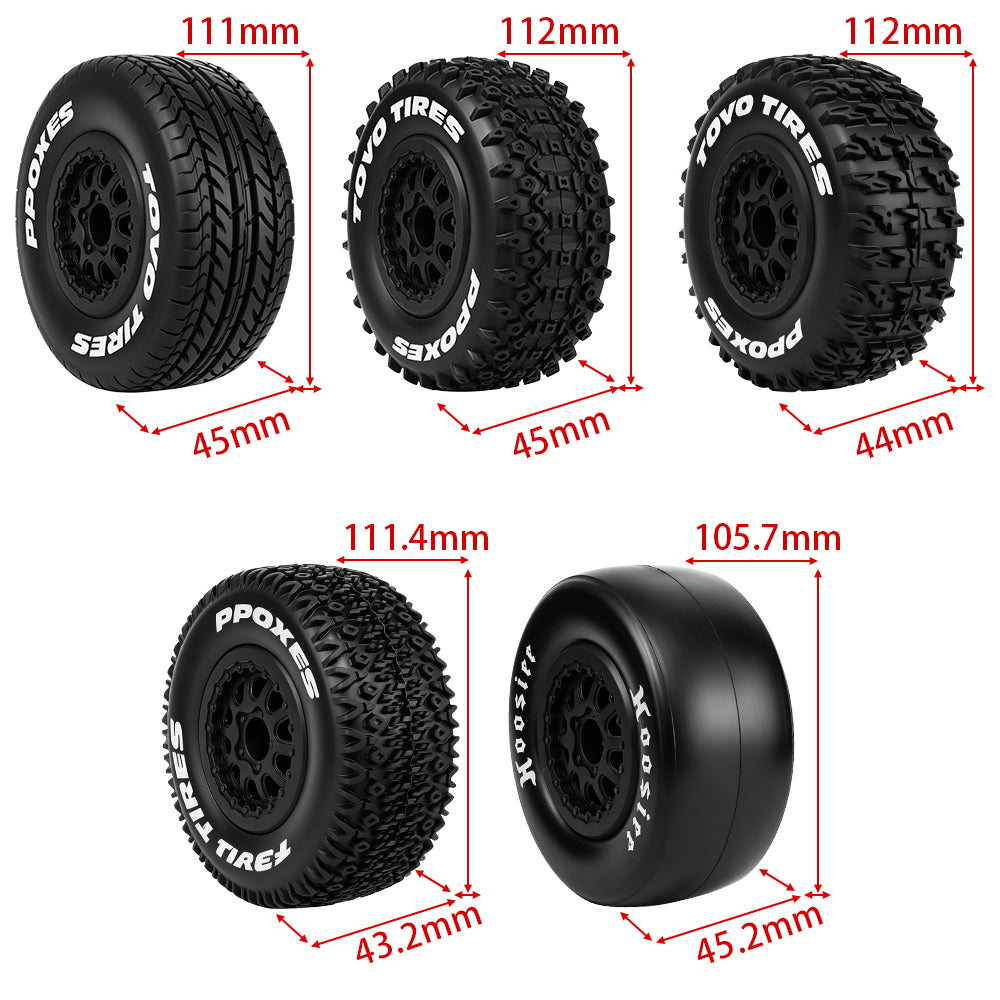 LonZeXy 4PCS DK10 1/10 RC Short Course Truck Wheels Tires Slick Off-Road Rally Racing Tyre Fit Traxxas Mini XRT Flat Ground Wear Resistant RC Buggy RC Model Car Upgrade Rubber Parts