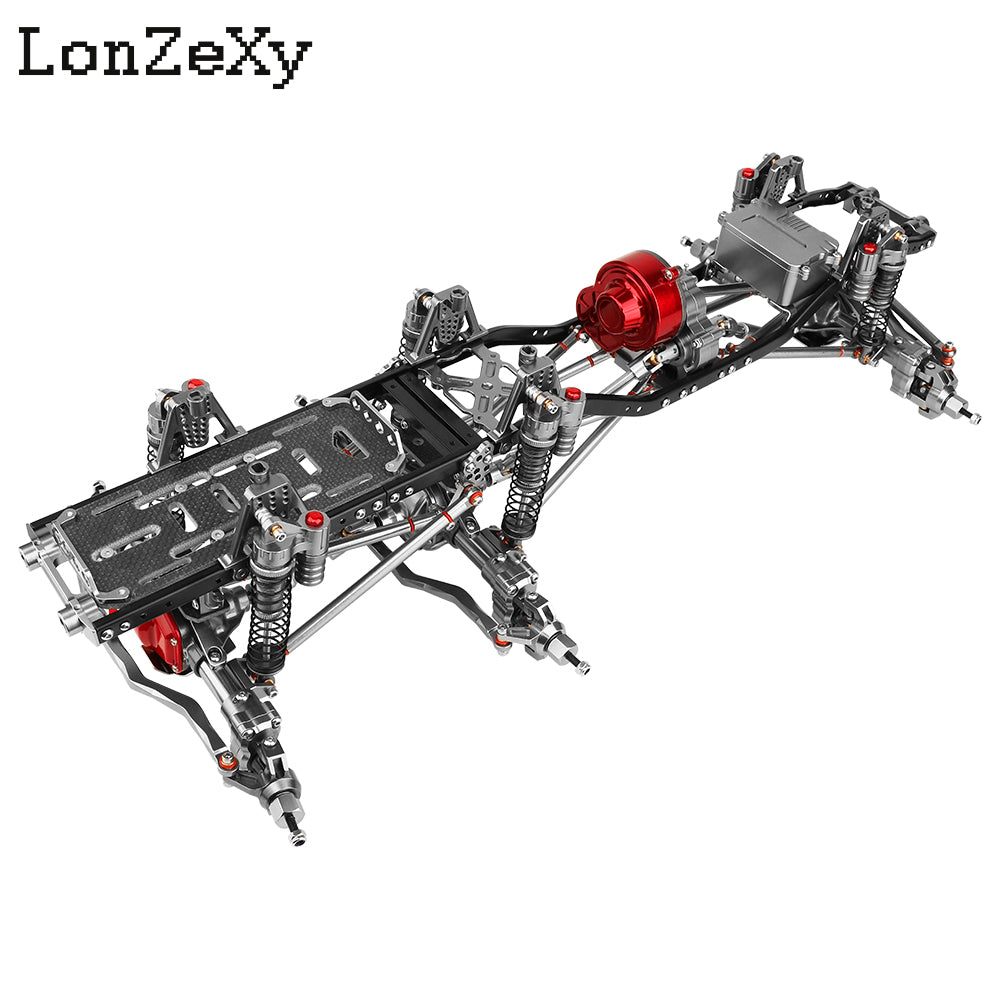 RC Chassis Frame For Axial For SCX10 Lonzexy Metal Alloy Upgraded 6x6 RC Car For Chassis Empty Frame With 3 Axles Gearbox Links DIY RC Crawler Car Parts