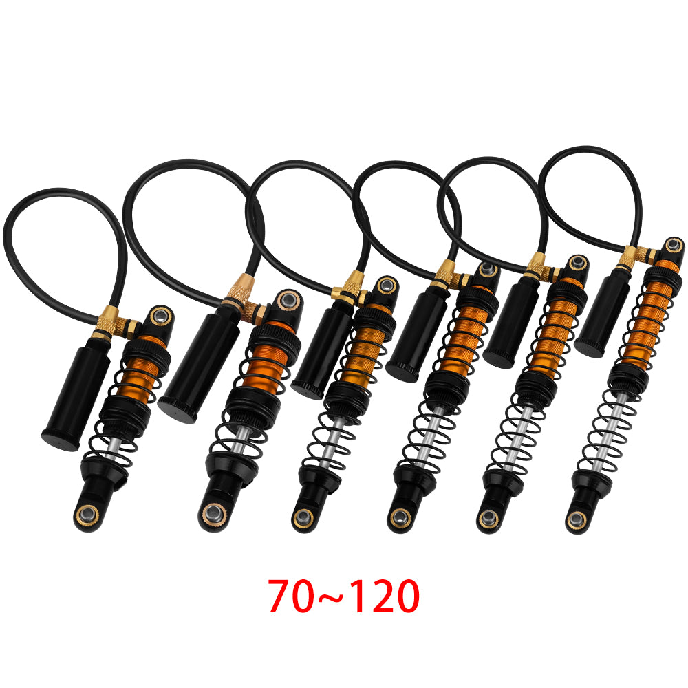LonZeXy 4PCS Remote Reservoir Dual Spring Negative Pressure Shock Absorber 70/80/90/100/110/120mm Oil Damper For Axial SCX10 TRX4 TRX6 Wraith 1/10 RC Crawler Upgrade Parts