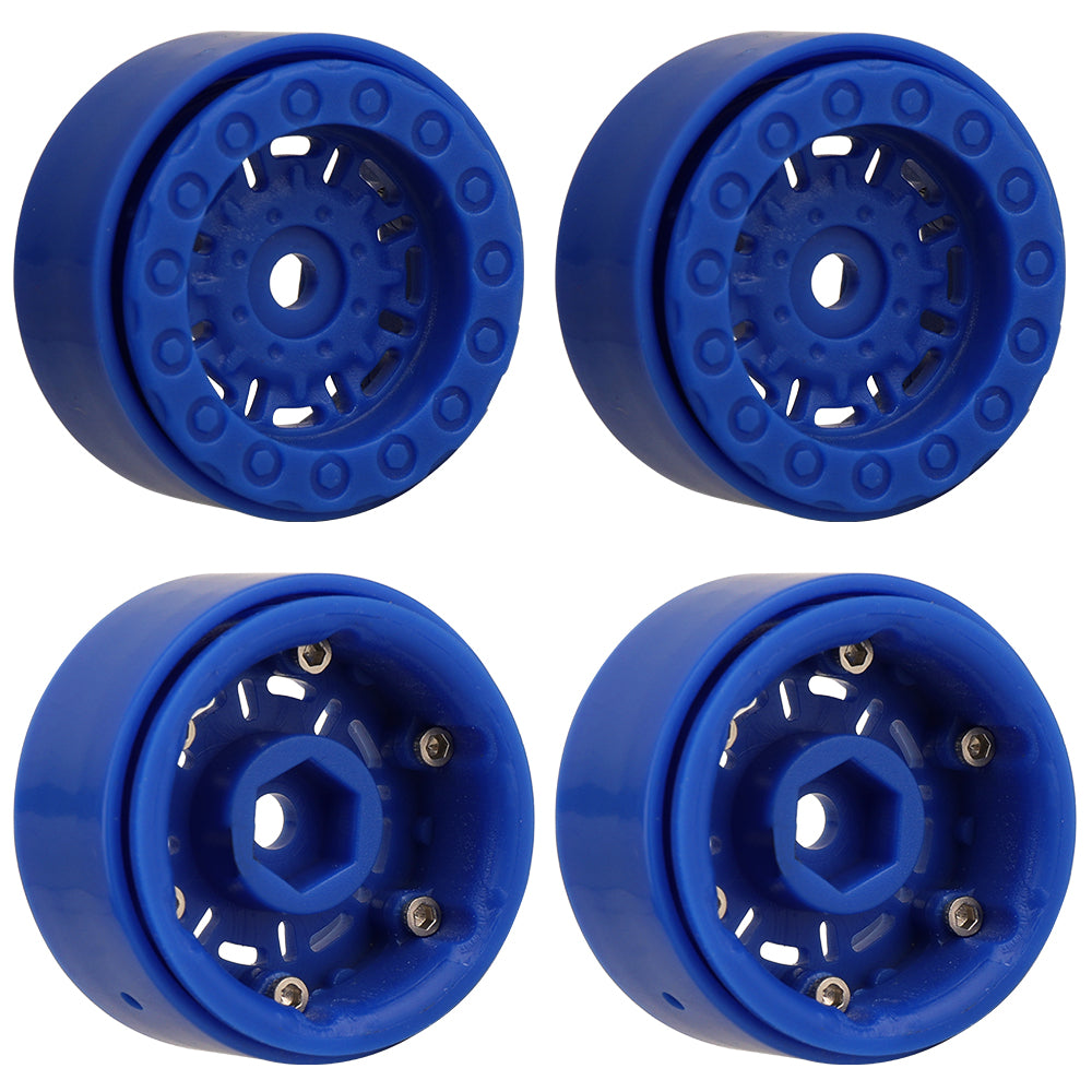 LonZeXy 1.0 inch Plastic Wheel Hub Rims or with Rubber Tires 4PCS For 1/24 SCX24 1/28 RC Off-Road Buggy Mini Model Truck 29.6mm Diameter Colorful RC Car Replacement Parts Style F