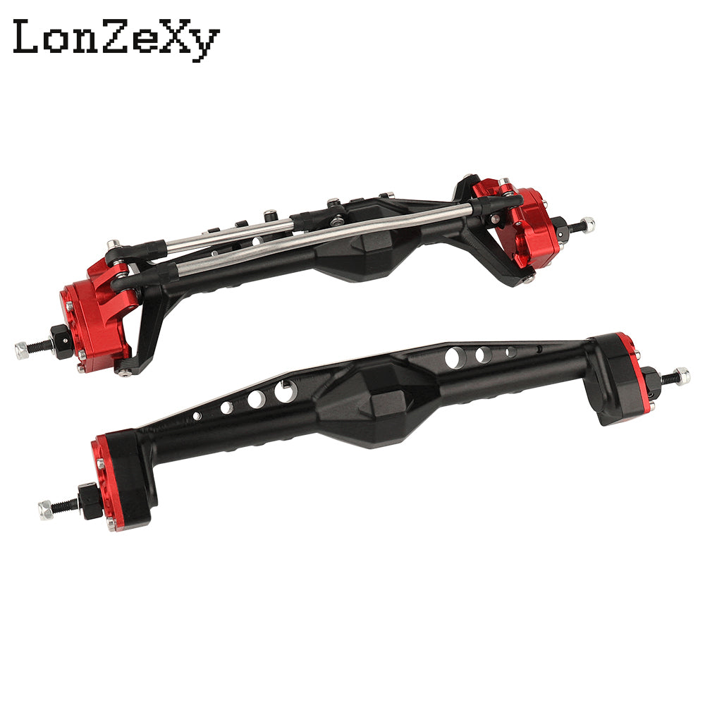 Lonzexy 1/10 Aluminum RC Portal Axles Set  for Axial Capra SCX10 III LCG (Black F&R Set)