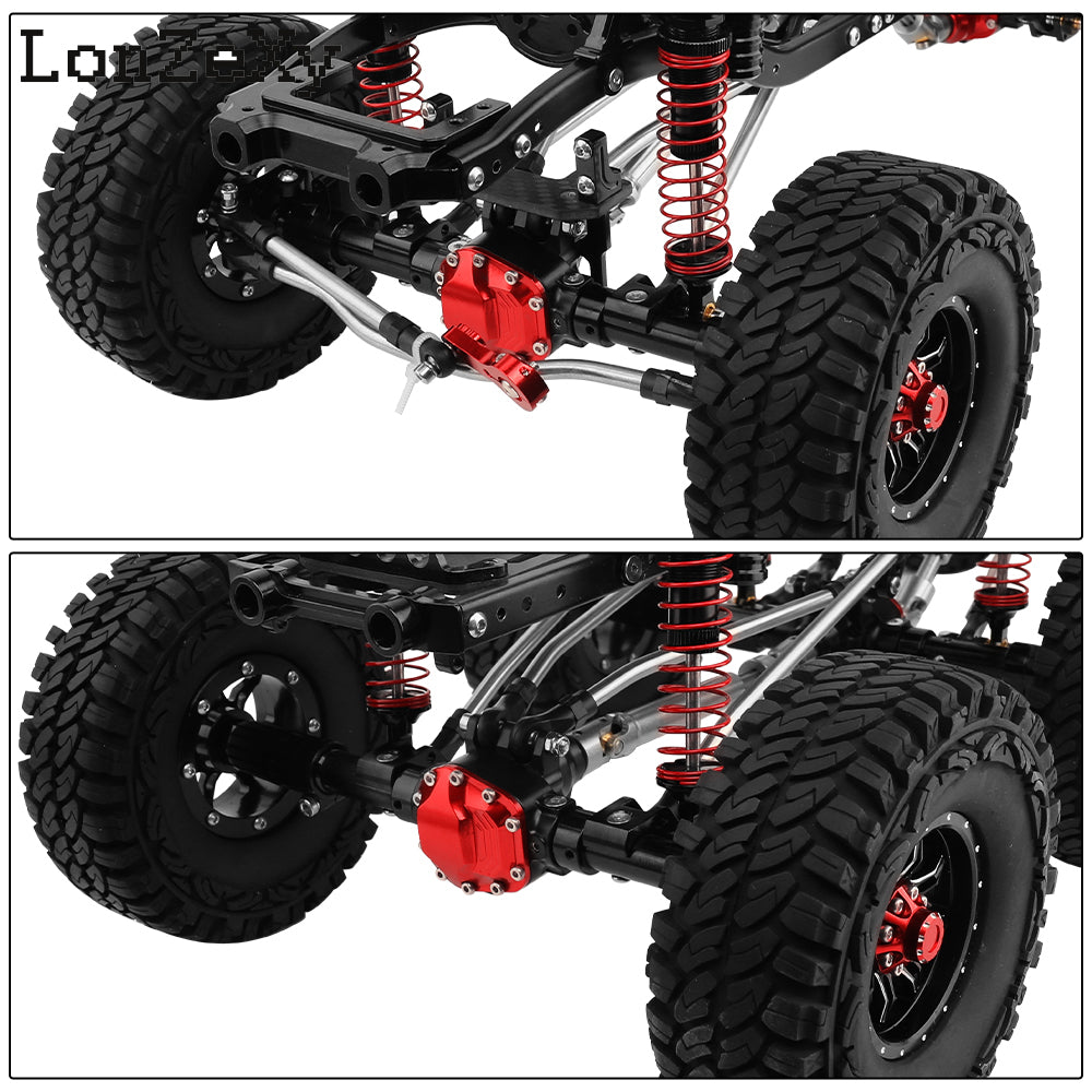Lonzexy Metal  1/10 6x6 Chassis Frame with 2 Front Steering Axles and Middle Axle Transmission 2 Battery Trays DIY Set for Axial SCX10