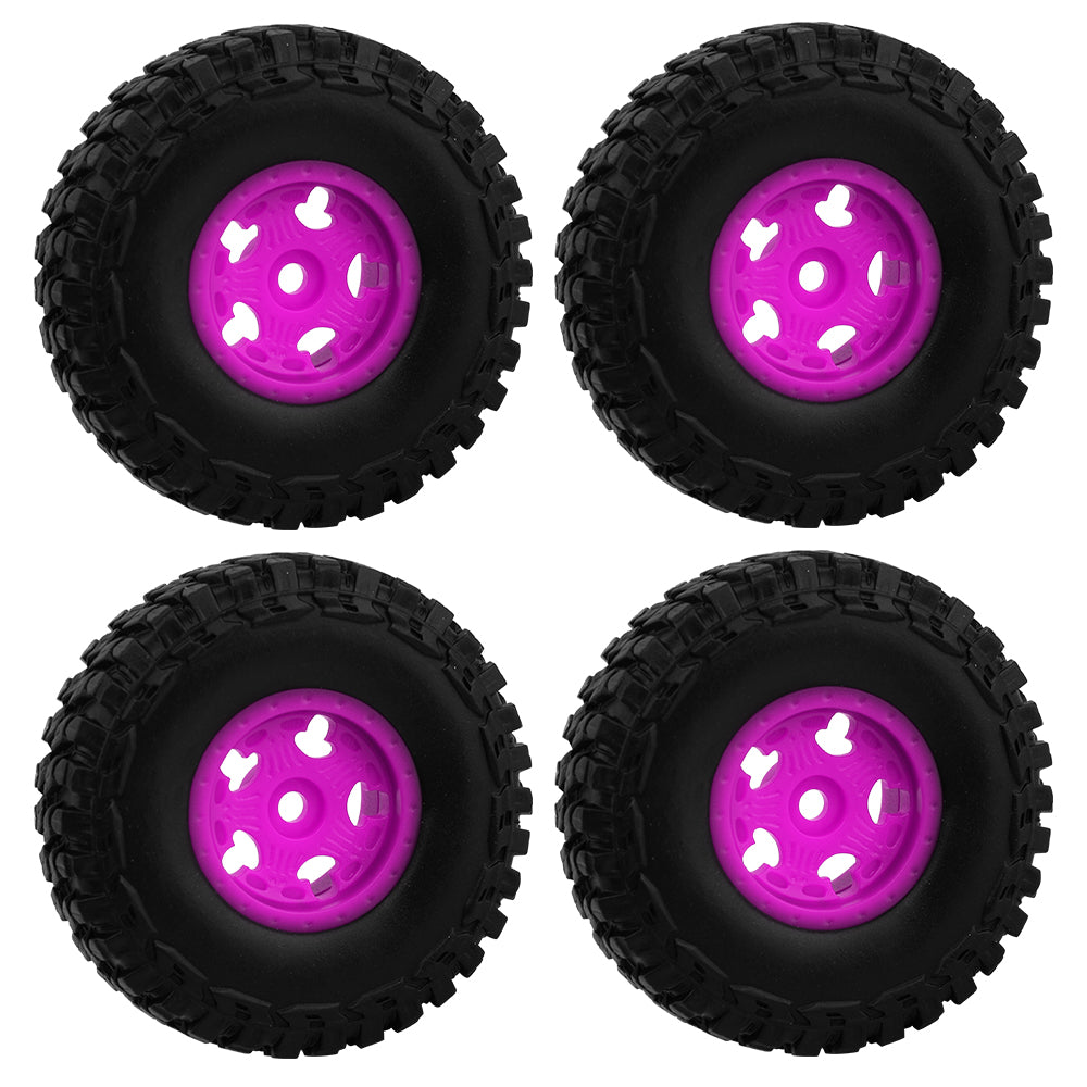 LonZeXy 1.0 inch Plastic Wheel Hub Rims or with Rubber Tires 4PCS For 1/24 SCX24 1/28 RC Off-Road Buggy Mini Model Truck 29.6mm Diameter Colorful RC Car Replacement Parts Style E