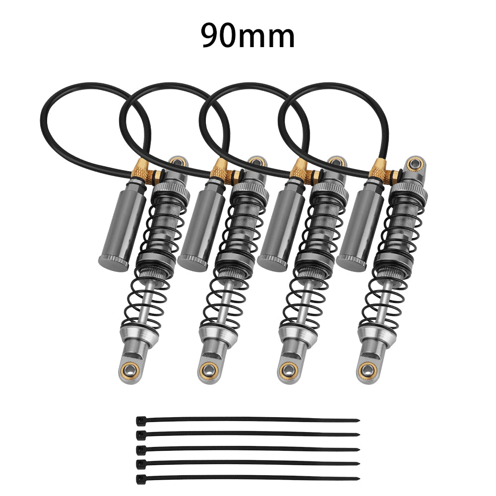 LonZeXy 4PCS Remote Reservoir Dual Spring Negative Pressure Shock Absorber 70/80/90/100/110/120mm Oil Damper For Axial SCX10 TRX4 TRX6 Wraith 1/10 RC Crawler Upgrade Parts