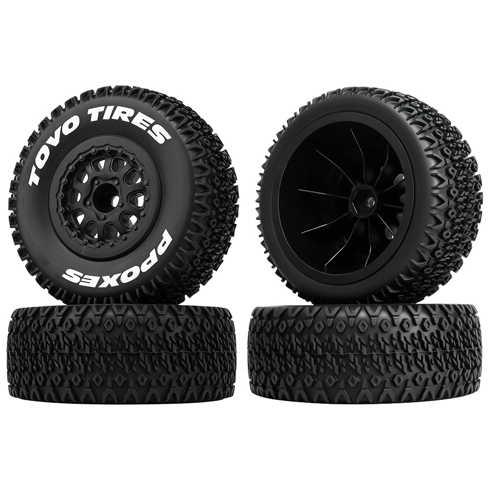 LonZeXy 4PCS DK10 1/10 RC Short Course Truck Wheels Tires Slick Off-Road Rally Racing Tyre Fit Traxxas Mini XRT Flat Ground Wear Resistant RC Buggy RC Model Car Upgrade Rubber Parts