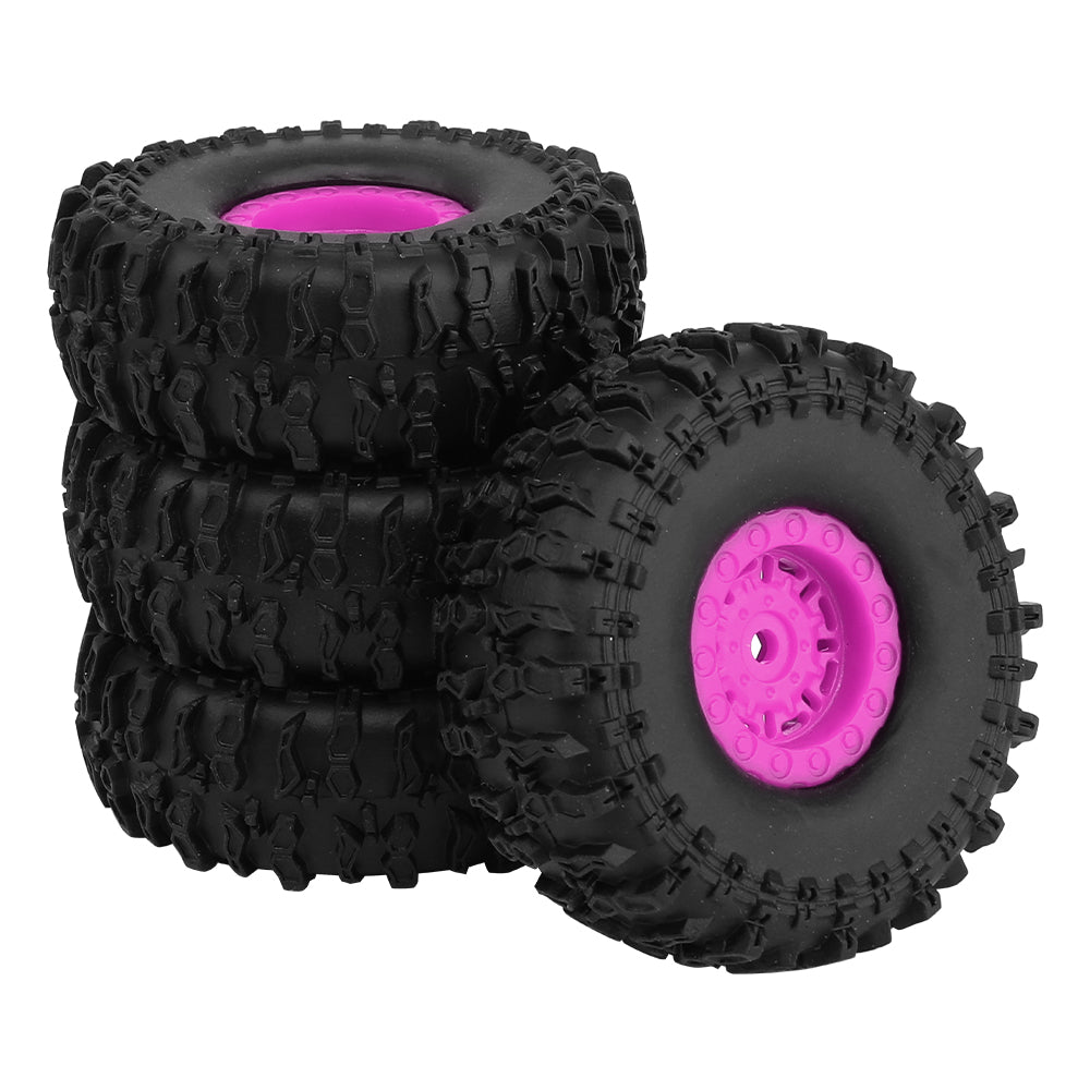 LonZeXy 1.0 inch Plastic Wheel Hub Rims or with Rubber Tires 4PCS For 1/24 SCX24 1/28 RC Off-Road Buggy Mini Model Truck 29.6mm Diameter Colorful RC Car Replacement Parts Style F