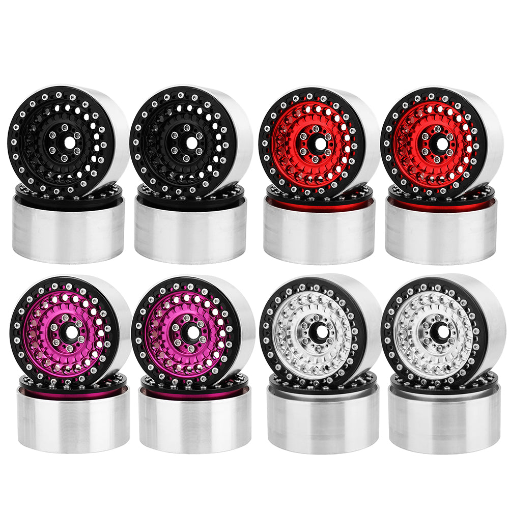 LonZeXy 2.2 Inch CNC Aluminum Beadlock Wheel Rims 114.8g For 1/10 RC Crawler, Replacement Wheel Hub For SCX10 TRX4