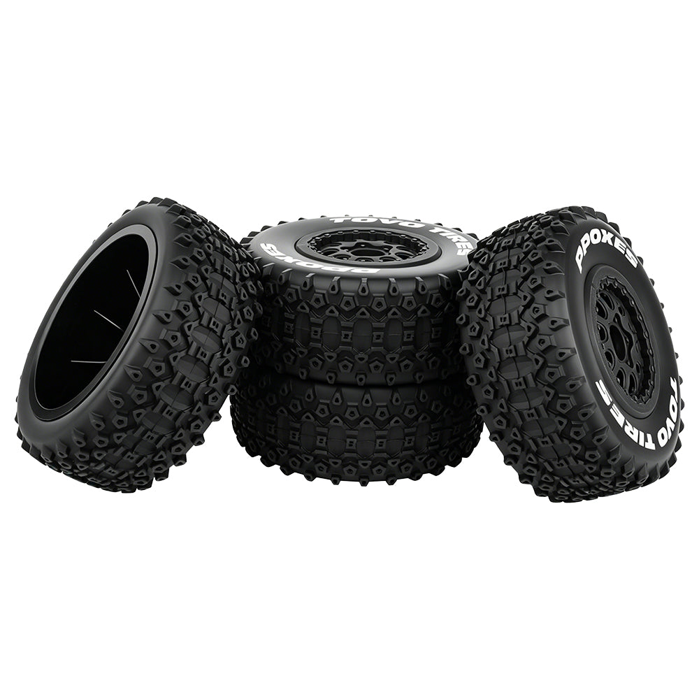 LonZeXy 4PCS DK10 1/10 RC Short Course Truck Wheels Tires Slick Off-Road Rally Racing Tyre Fit Traxxas Mini XRT Flat Ground Wear Resistant RC Buggy RC Model Car Upgrade Rubber Parts