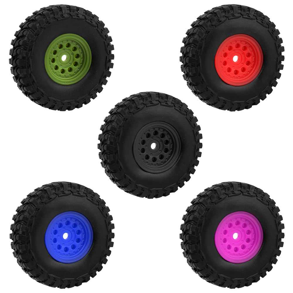 LonZeXy 1.0 inch Plastic Wheel Hub Rims or with Rubber Tires 4PCS For 1/24 SCX24 1/28 RC Off-Road Buggy Mini Model Truck 29.6mm Diameter Colorful RC Car Replacement Parts Style A