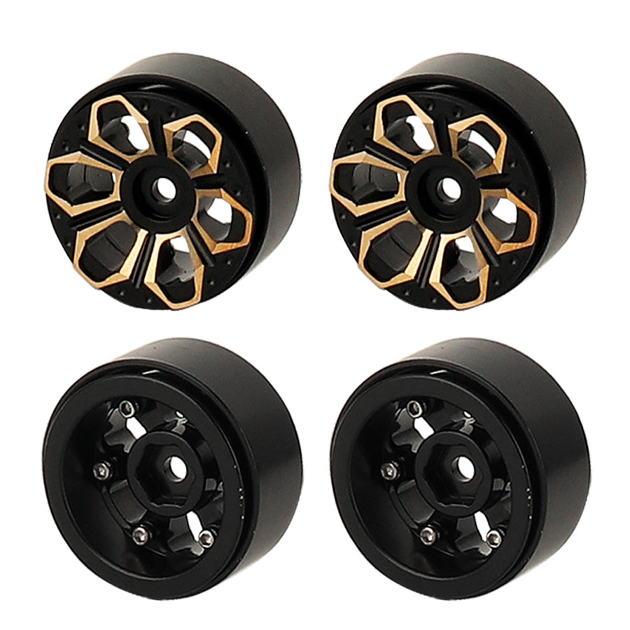 LonZeXy 1/18 1/24 RC Crawler Brass Wheel Rims 4Pcs Black Gold Heavy Weight Wheel Hub RC Model Upgrade Parts